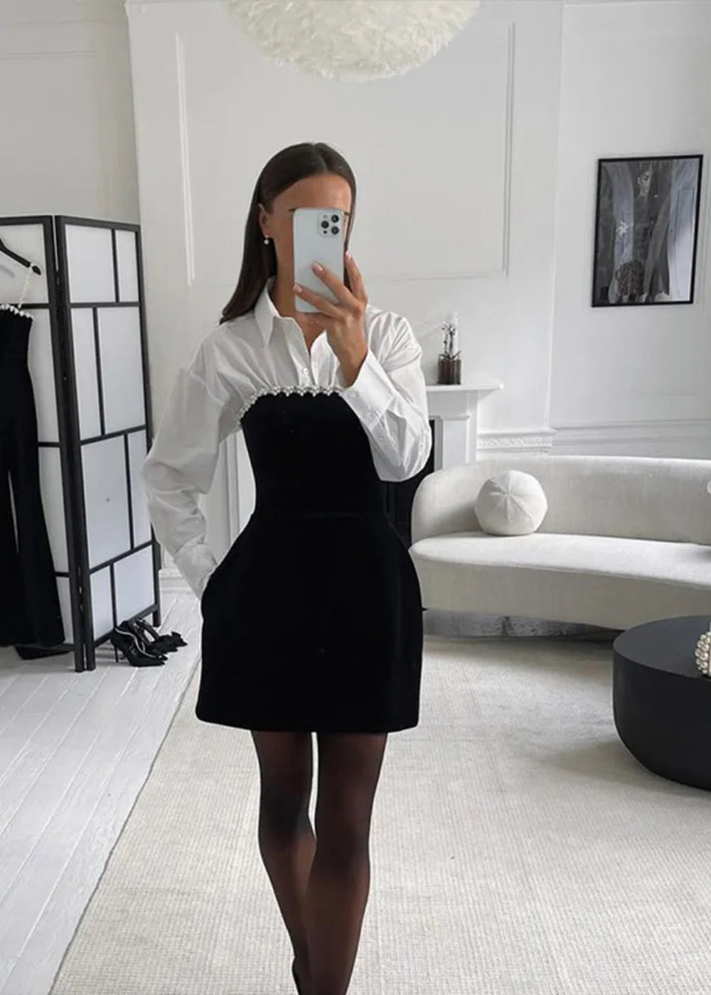 Elegant Black Velvet Mini Dress