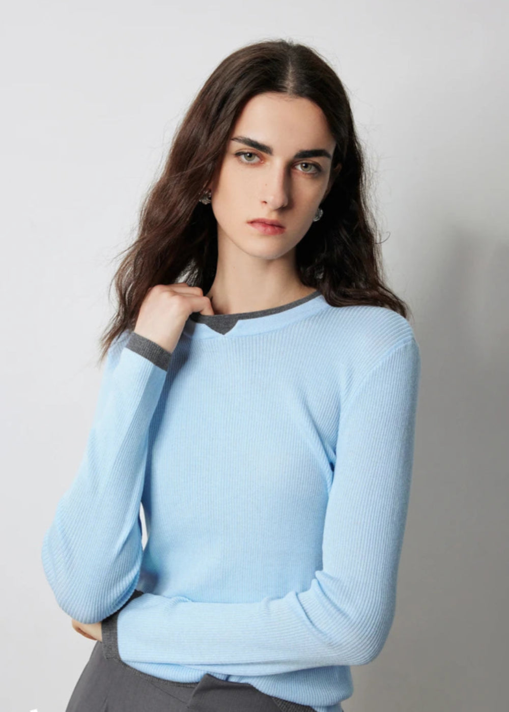 Mira Fake Two-Piece Slim Sweater