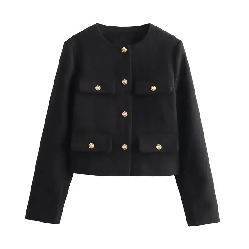 Cropped Button Jacket