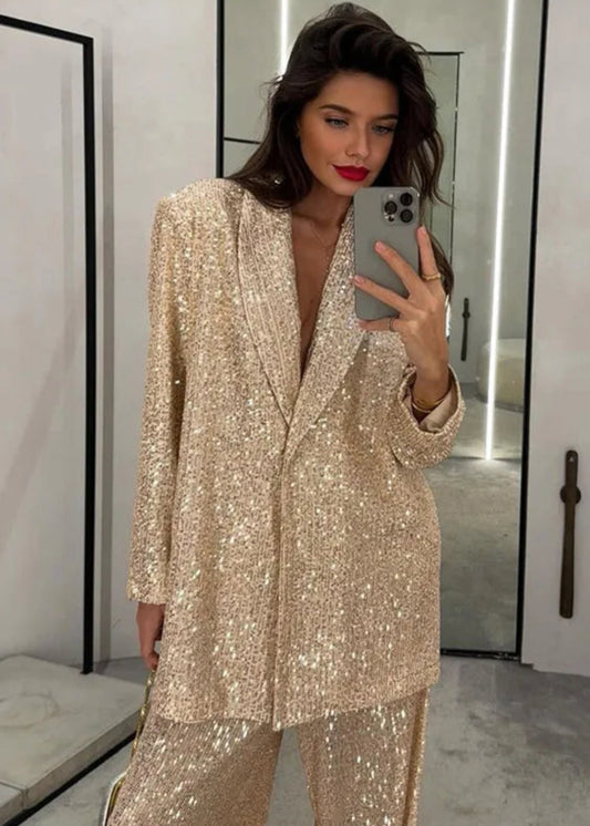 Sequined Long Sleeve Blazer